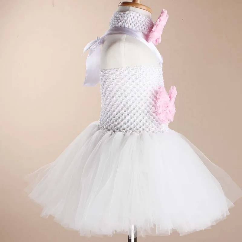 Toddler Girls Fancy Princess Tutu Dress Holiday Flower Double Layers Fluffy Baby Dress with Headband Photo Props TS044