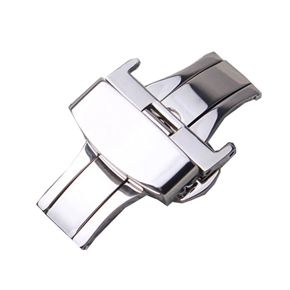 Silver Stainless Steel Butterfly Deployment Clasp Buckle 18mm 20mm 22mm