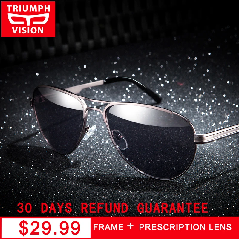Мужские очки авиаторы TRIUMPH VISION для близорукости по рецепту металлические