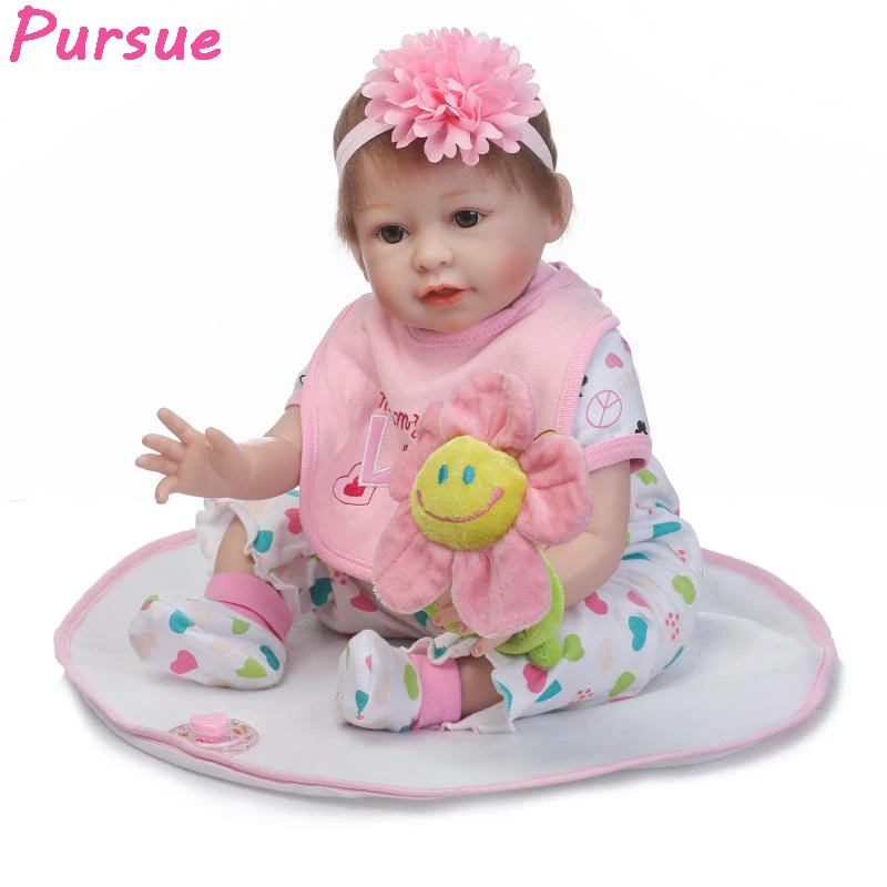 

Pursue 22'' 55cm Cute Newborn reborn Soft Silicone Reborn Baby Dolls Toys for Girls for Sale bebe reborn realista silicone 55 cm