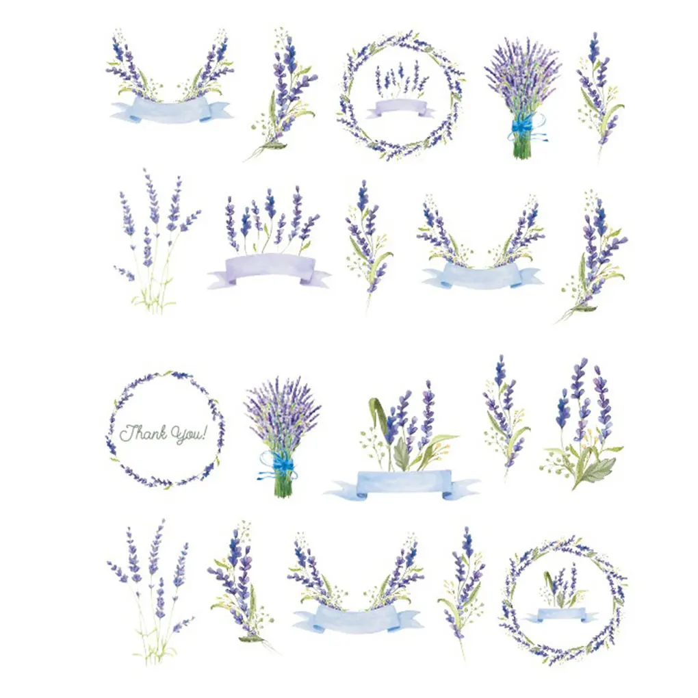 

Hot Sale Women Girls Purple Lavender Water Sticker Nail Art Manicure Flower Pattern Nail Wraps Decals