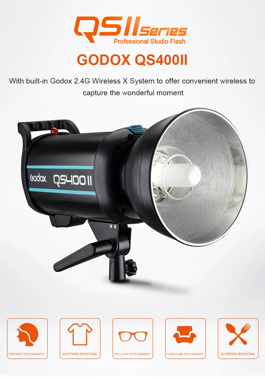 Godox QS400II 400 Вт студийная вспышка стробоскоп свет студия монолайт для любителей или профессиональных фотостудий фотографов