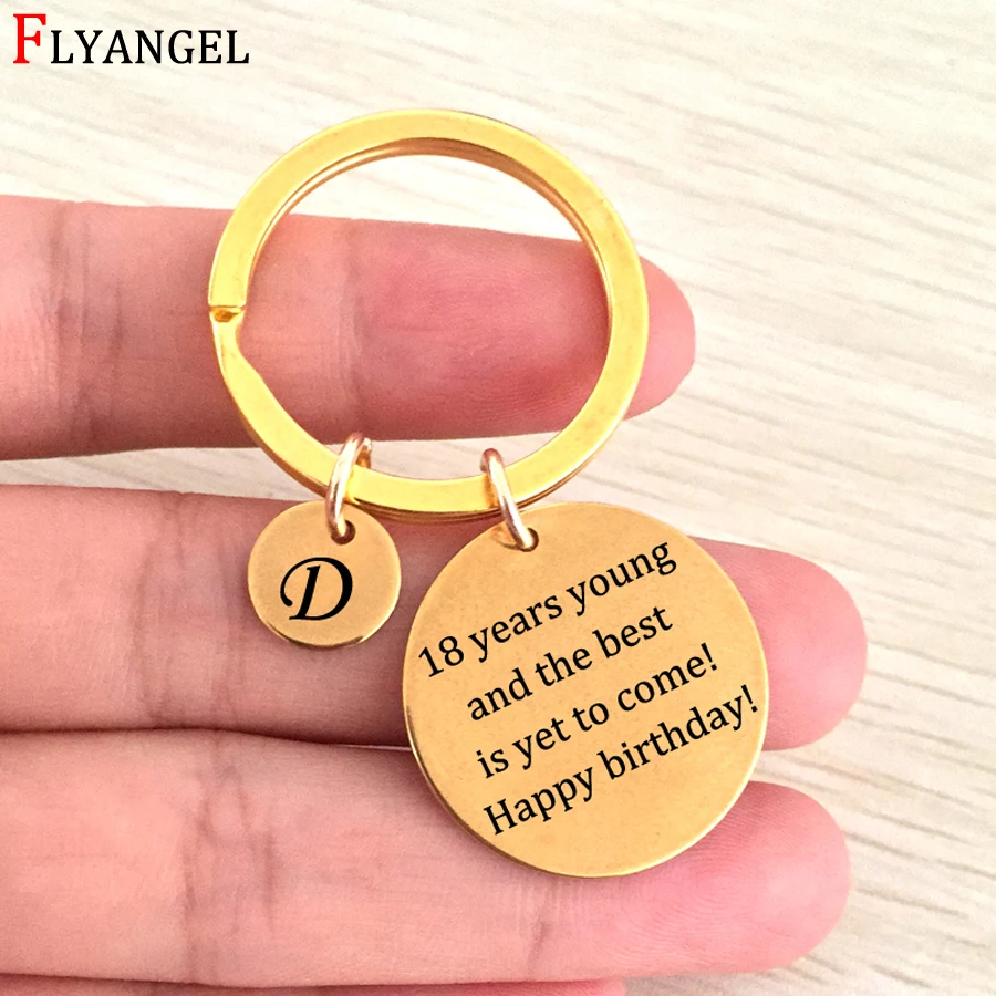 

Custom A-Z 26 Initial Letter Stainless Keyring Engraved Keychain For Boy Girl 18 Years Old Adult Birthday Gift Jewelry Key Chain