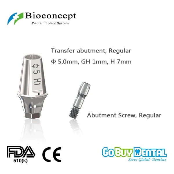 Osstem TSIII&Hiossen ETIII Compatible Hex Regular Transfer Abutment D5.0mm, gingival height 1mm, height 7.0mm(331210) Osstem TSIII&Hiossen ETIII Compatible Hex Regular Transfer Abutment D5.0mm, gingival height 1mm, height 7.0mm(331210)