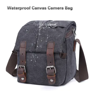 

Casual Waterproof Canvas Men Camera Shoulder Bag Vintage Retro Crossbody Sling SLR Photography Digital Camera Bag