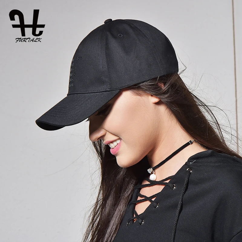 FURTALK الأسود قبعات للنساء الرجال قبعة بيسبول الأزياء العلامة التجارية الصيف Snapback قابل للتعديل قبعة بتصميم هيب هوب الإناث أبي قبعات ترد لمكانه...