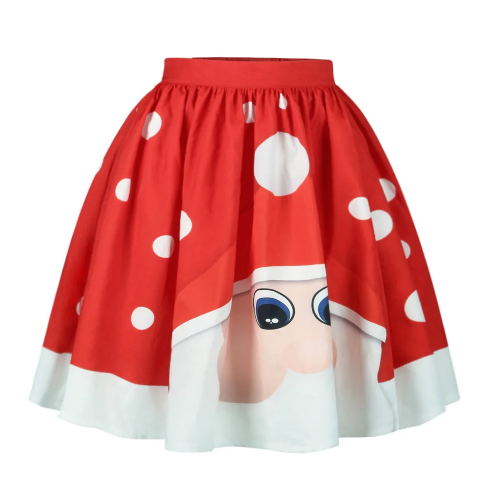 Red Ball Gown Christmas Holiday Women Skirts Elegant Santa Claus