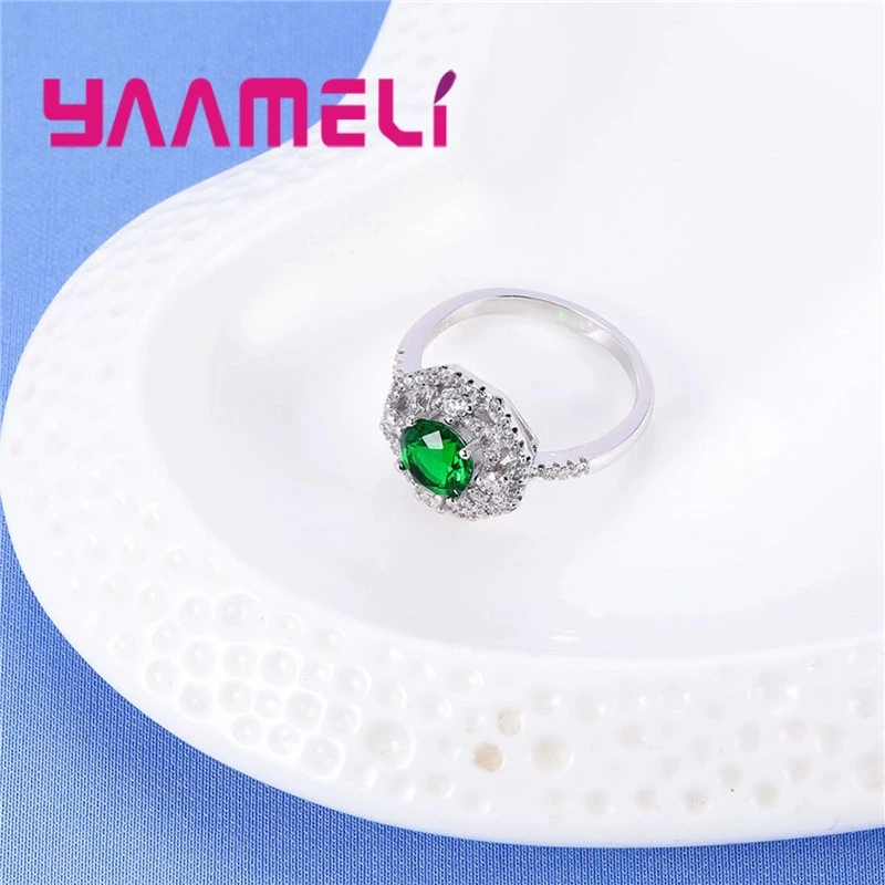 Привлекательное Новое модное роскошное круглое обручальное кольцо для женщин AAAAA Циркон CZ 925 пробы Серебряное женское кольцо