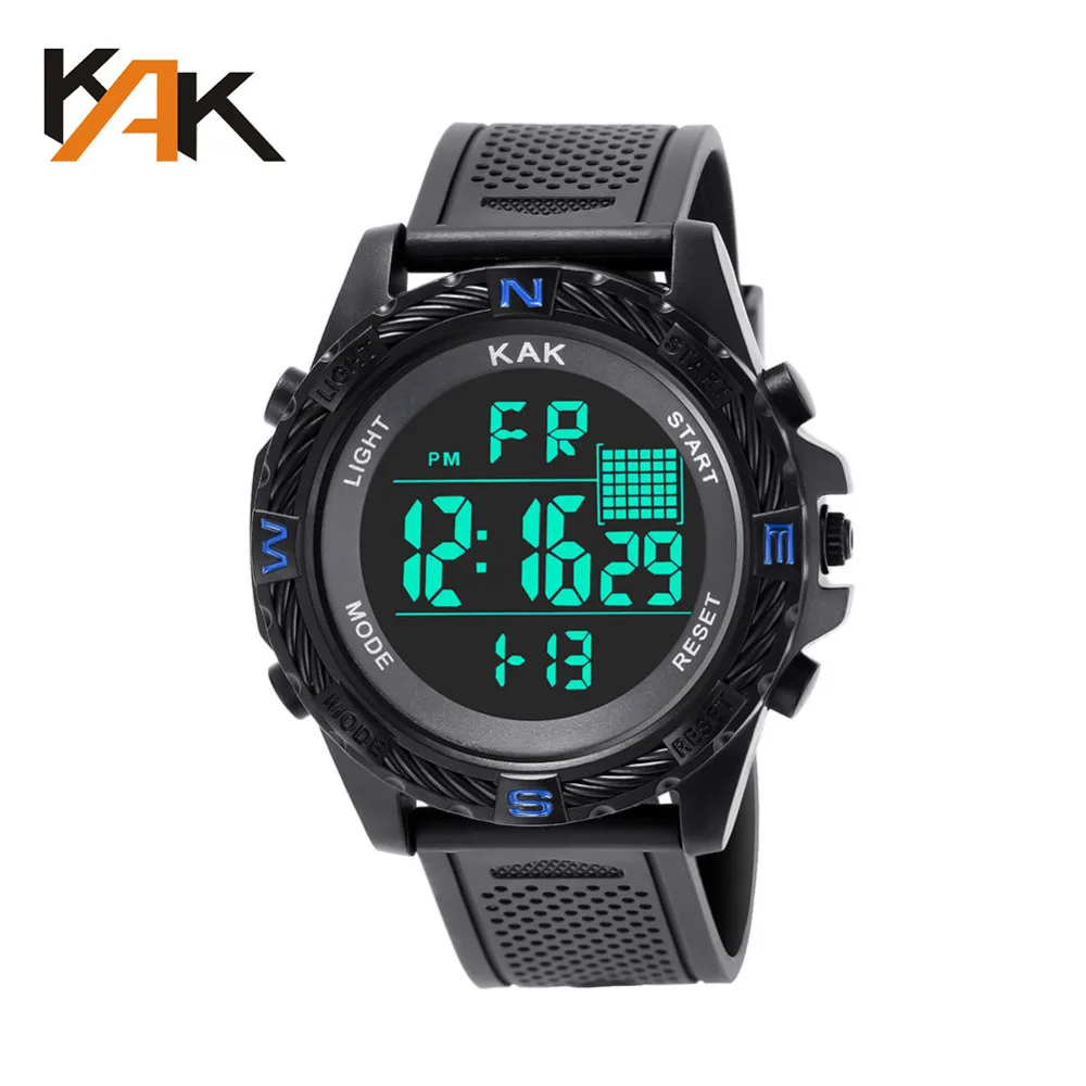 KAK saat relogio часы брендовые модные часы высокого класса мужские водонепроницаемые часы счетчик шагов электронные спортивные часы горячая Reloj# A
