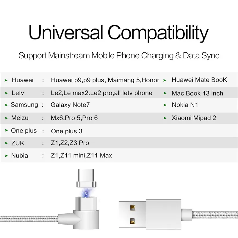 Локоть Магнитный зарядный кабель Micro USB/IOS/type C USB провод для быстрого заряда магнит зарядное устройство s для iPhone samsung Android мобильный телефон