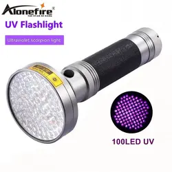 AloneFire 18 Вт 100Led высокое мощность ультрафиолетовый фонарик 395nm Ультрафиолетовый скорпионы pet мочи сигнализатор утечки свет AA батарея