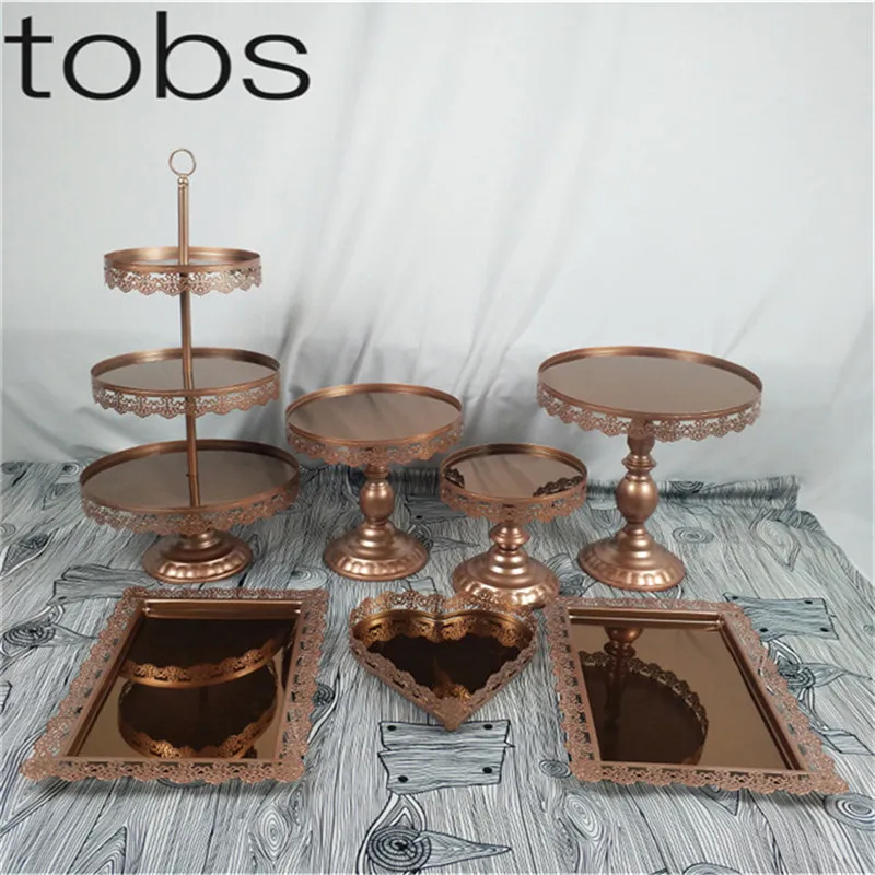 

mirror cupcake mirror cake stand set silver & gold & white & red brown color display sweet cake decoration