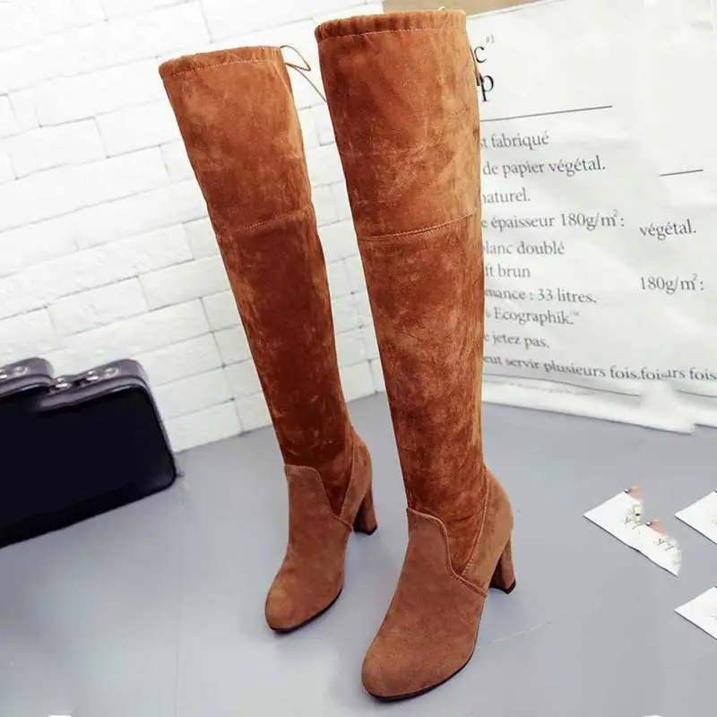 Plus Size Fashion Female Winter Thigh High Boots Faux Suede Leather High Heels Women Over The Knee Shoes Drop shipping Rated 5 Plus Size Fashion Female Winter Thigh High Boots Faux Suede Leather High Heels Women Over The Knee Shoes Drop shipping Rated 5