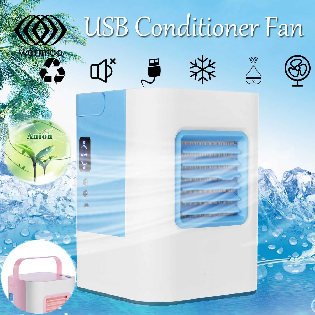 Mini Air Conditioner Cooling Fan Mobile Portable Refrigeration Conditioner Fan Cooler Home Desktop Fan Personal USB Humidifier Mini Air Conditioner Cooling Fan Mobile Portable Refrigeration Conditioner Fan Cooler Home Desktop Fan Personal USB Humidifier
