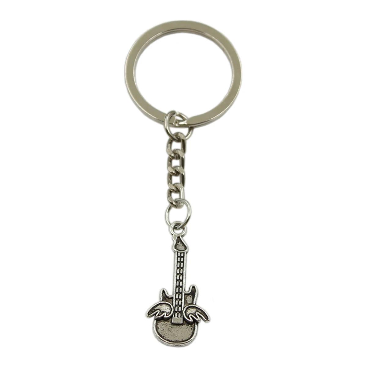 New Fashion Men High Quality Car Keychain DIY Metal Holder Chain Silver Color Flying Wings Guitar Pendant For Gift | Украшения и