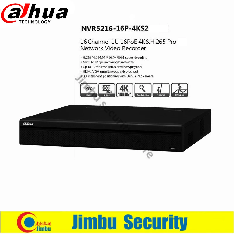 Original Dahua 16 Channel 1U 16 PoE port 4K font b video b font recorder H