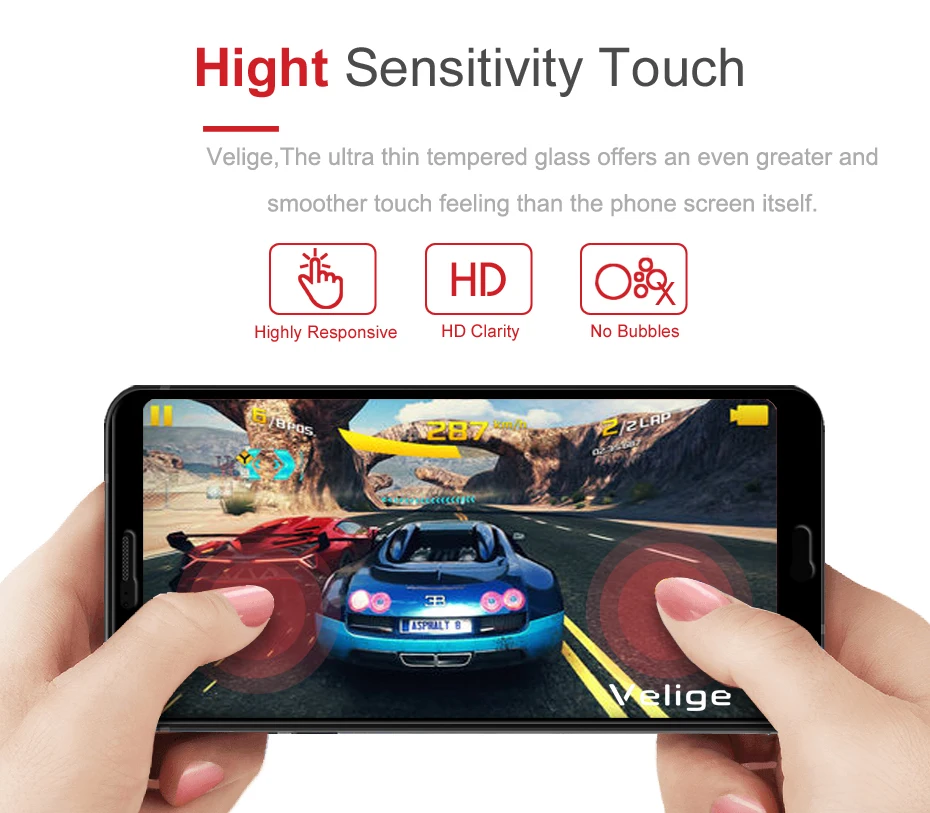 2 Pack Velige Tempered Glass Screen Protector For LG G6 G 6 LGG6 Full Cover Easy Installation Real 2.5D 9H Glass Flim (3)