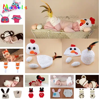 

Lovely Rabbit Baby Girl Photo Props Infant Baby Animal Costume Knitted Crochet Baby Hat Diaper Set 0-12M 1set MZS-14036