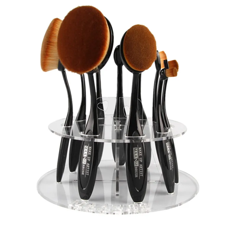 2017 10 Hole Oval Makeup Brush Holder Drying Rack Organizer Cosmetic