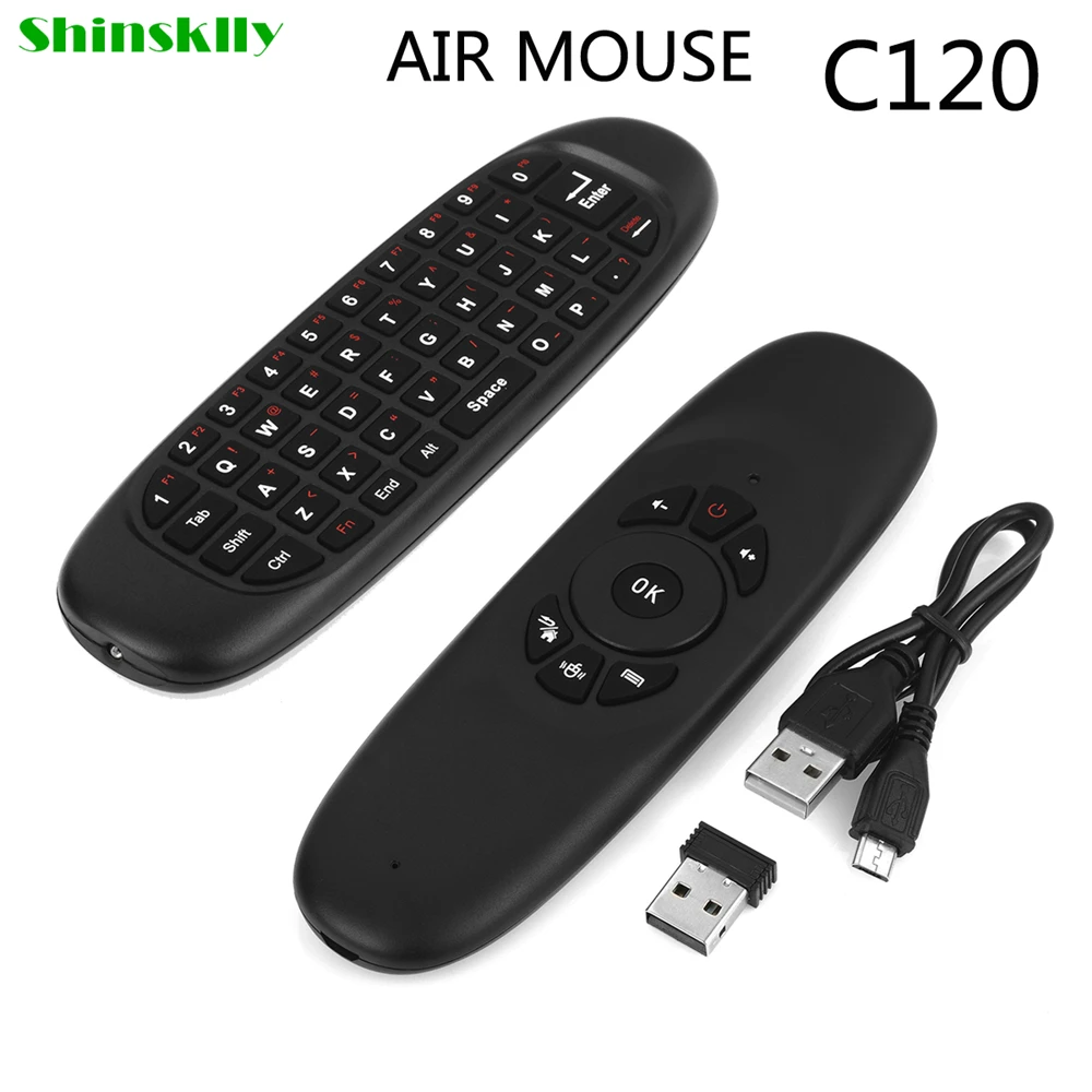 

Shinsklly C120 Fly Air Mouse Wireless TV BOX Keyboard 2.4G Rechargeable Remote Controller 360 degree Control Android/TV/Tablet