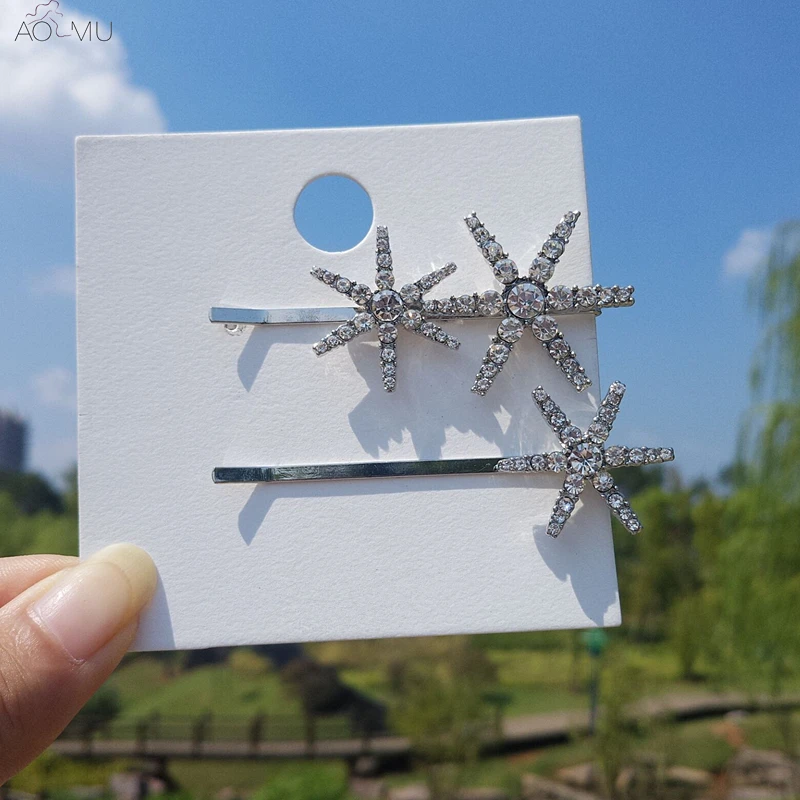 

AOMU Fashion Shiny Crystal Star Hair Accessories Barrette Hairpin Hairclips Rhinestone Headwear Headbands Hairgrips Hair Clip