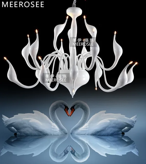 Modern White Swan Chandelier Light Fixture Lighting Modern White Swan Chandelier Light Fixture Lighting Fitting Black Romantic Hanging Suspension Drop Lamparas Lamp