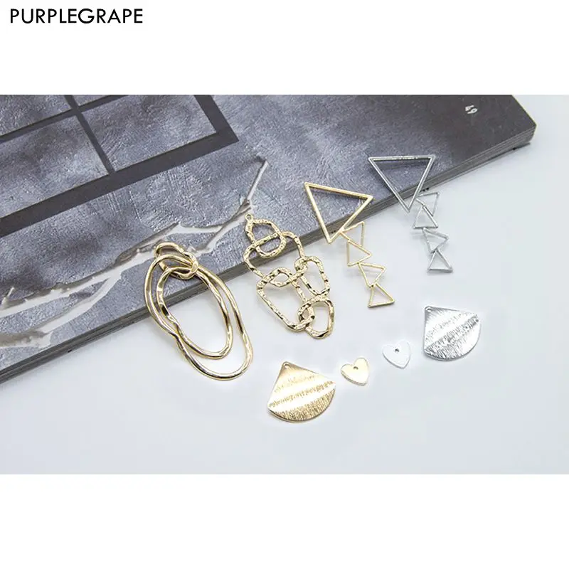 

PURPLEGRAPE Minimalism European and American fashion Copper Irregular geometry Stitching art Pendant DIY handmade earrings
