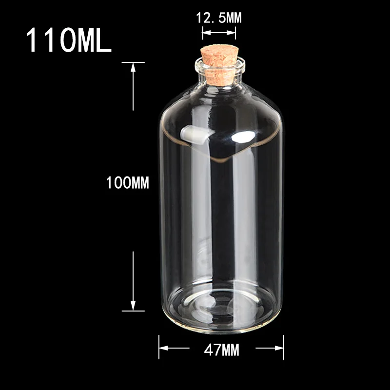 110 мл большие прозрачные стеклянные бутылки с пробкой оптом флаконы пустые бутылки желаний для хранения декоративный подарок Сделай Сам банки 12 шт