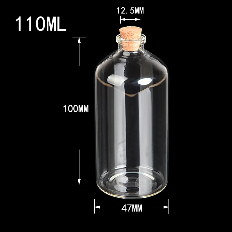 Big Transparent Glass Cork Bottles Vials Jars Empty Storage Wishing Bottles Decorative Gift Diy