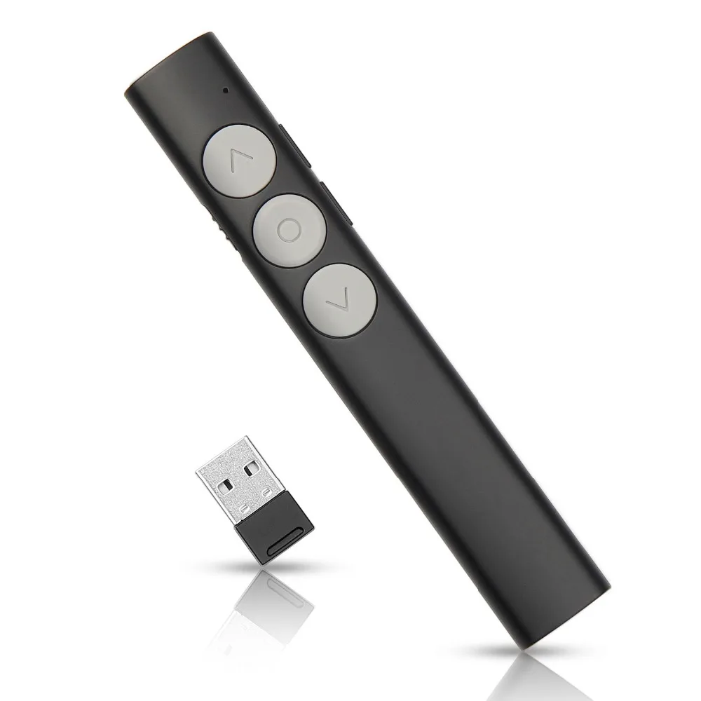 

JSHFEI 2.4GHz USB Wireless Presenter Red Laser PointerPPT Remote Control with for Powerpoint Presentation charger li-bettery