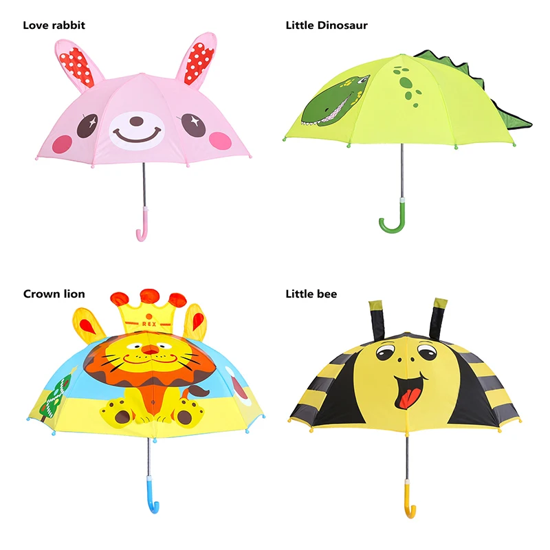 High Quality Kids Cartoon Unicorn 3D Pattern Umbrella Long Handle  Waterproof Rain Umbrella for Child Gift