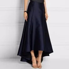 Темно-синяя высокая низкая длинная юбка высокая талия, длиной в Пол атласная макси юбка для офисной леди faldas saia longa на заказ любого цвета
