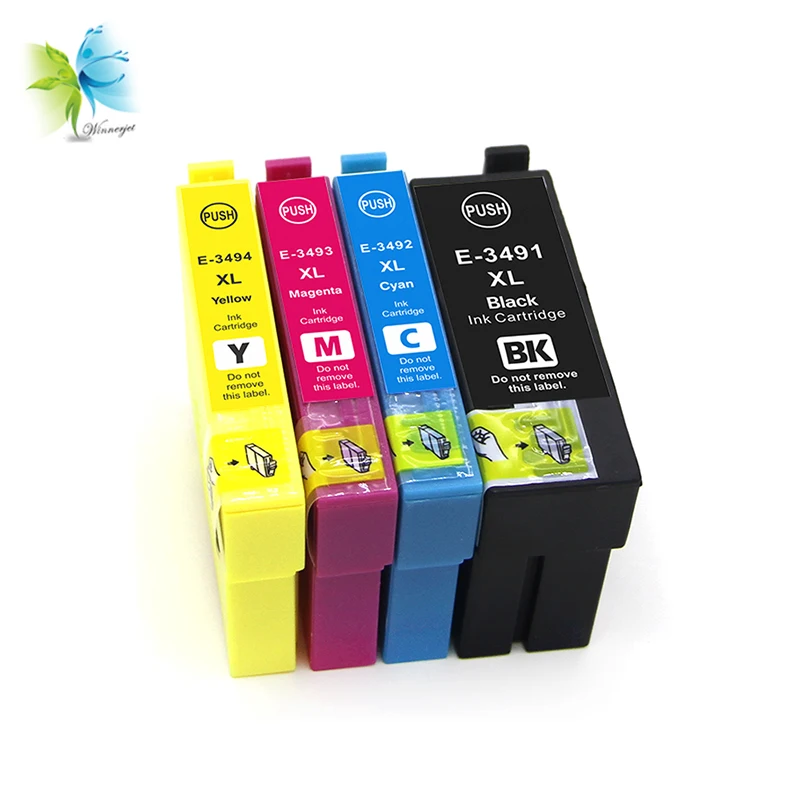 

Winnerjet 10 Sets 4 Colors E-3491 XL BK Compatible Ink Cartridge for Epson WorkForce WF-3721 Printer