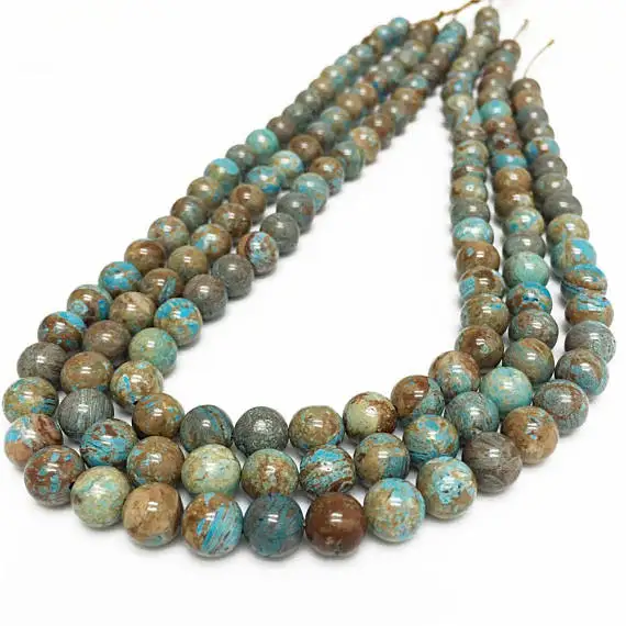 

1Str Turquois Blue Calsilica Jaspe r Stone Beads 4mm,6mm, 8mm,10mm 12mm Round Polished Gem stone Loose bead for jewelry 15.5"