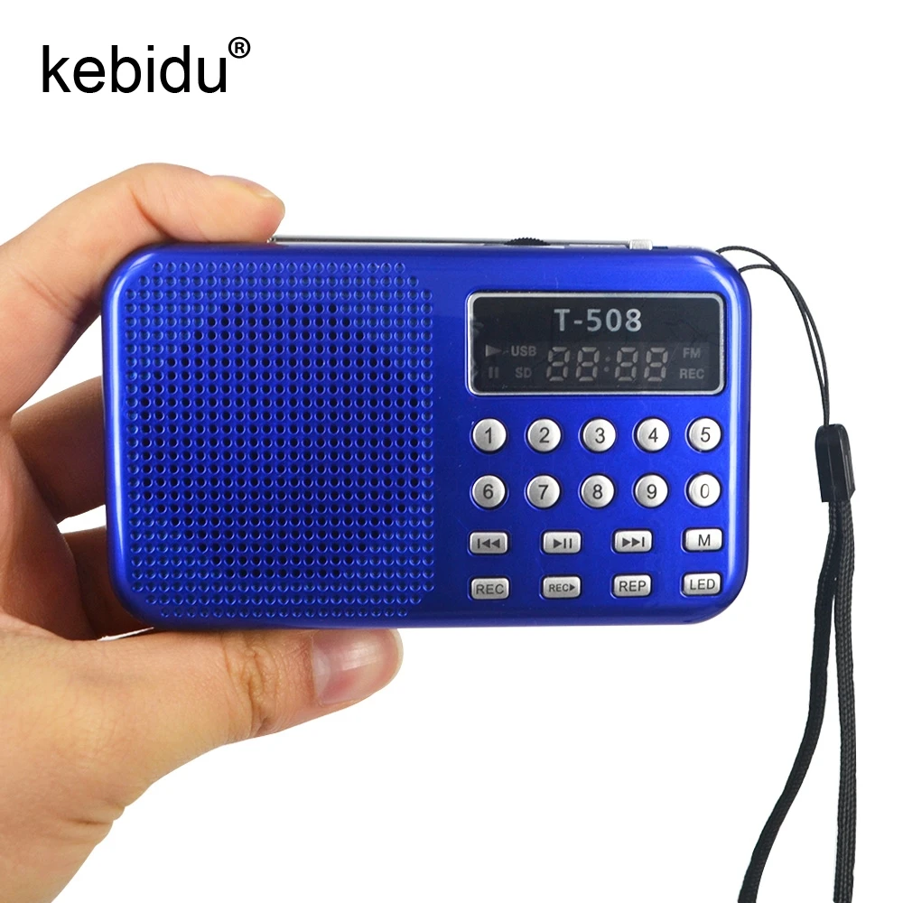 Kebidu миниатюрный внутренний Магнитный T508 светодиодный стерео FM радиоприемник USB TF