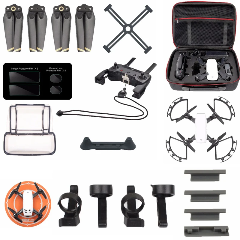 

Bag Case Propeller Guard Fixer Camera Lens Cover Film Controller Strap Holder Landing Gear Drone Accessories Kits for DJI Spark