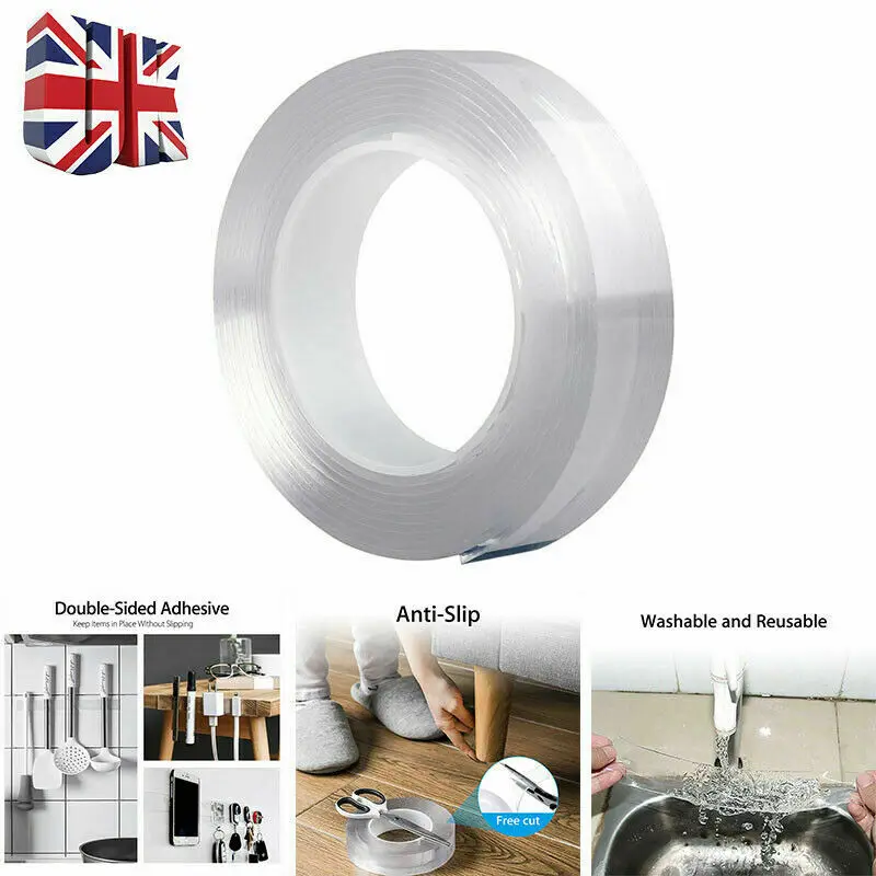 

Multifunctional Magic Double Sided Grip Tape Traceless Washable Reuse Waterproof Adhesive Tape Gel Nano Sticky Invisible Tape