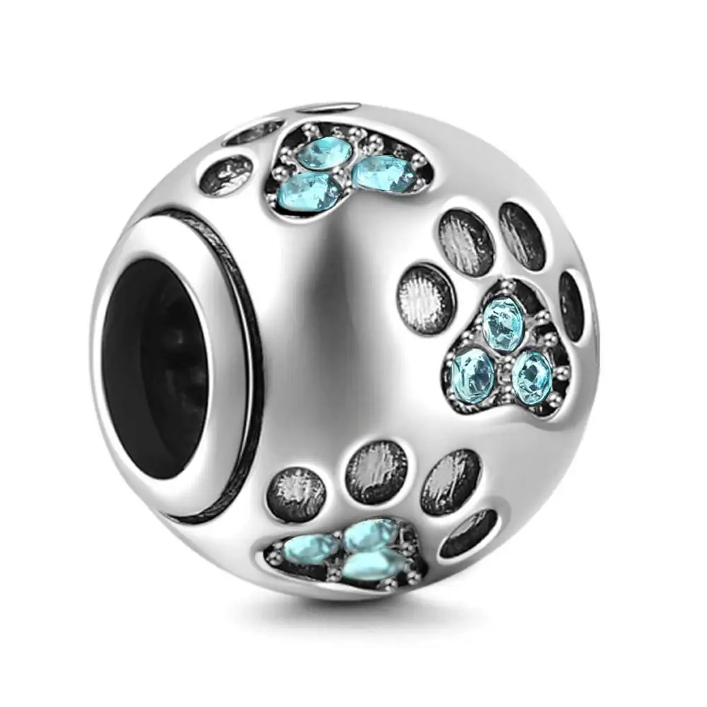 Soulbead Fit Pandora талисманы Серебро 925 стерлингового серебра собака подвеска с принтом в виде Лапы Pet Pawprint бусины браслет - Цвет: 04