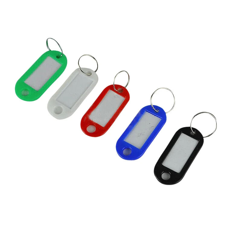 

50 in 1 Assorted Color Plastic Key ID Label Name Card Tags Keychains Keyrings
