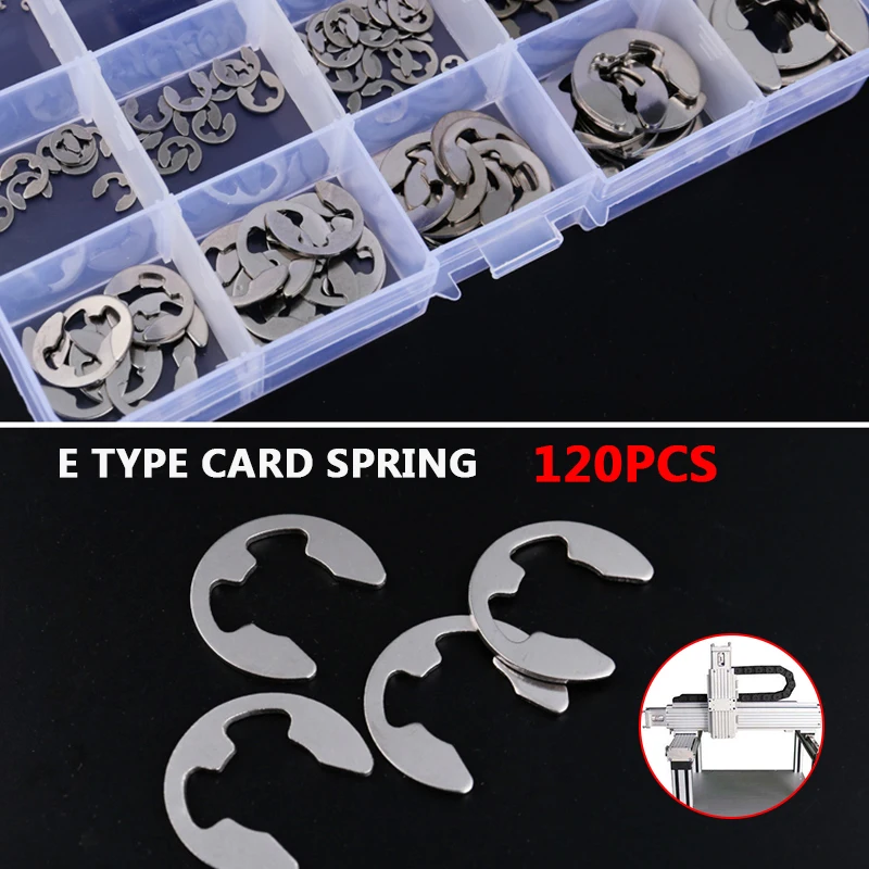 

Stainless Steel E Type Circlip Tool Parts Fastener Retaining Ring Hand Tools 120pcs Silver Portable Mechanical Industry
