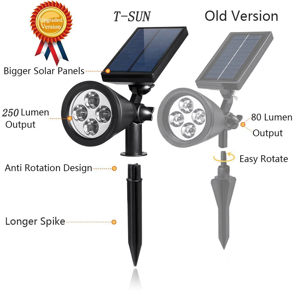 t sunrise 2 pack green light solar lights spotlight outdoor