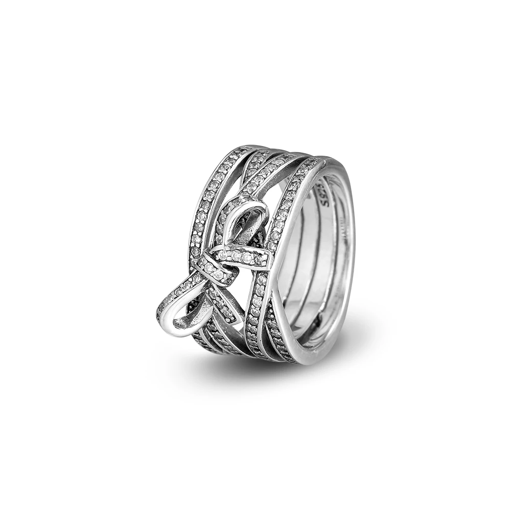 

Luxury Jewelry 925 Sterling Silver Delicate Sentiments, Clear CZ Rings for Women Girls Wedding Gift Jewellery
