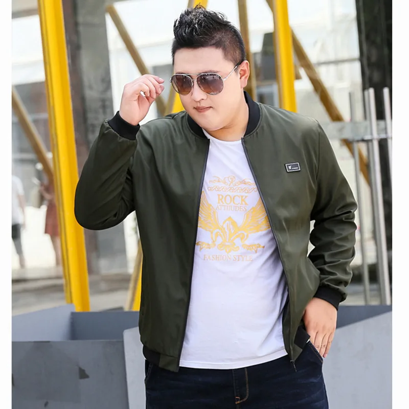 

Factory direct large size men's fat casual jacket solid color baseball collar coat loose plus fertilizer XL spring and autumn