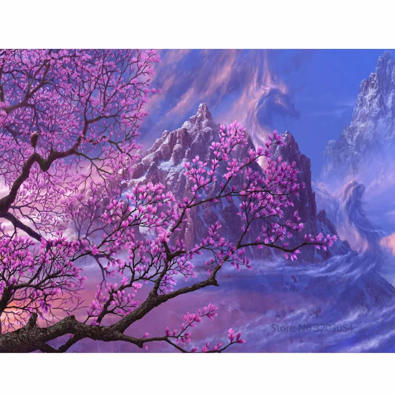 

CHUNXIA Framed DIY Painting By Numbers Landscape Acrylic Painting Modern Picture Home Decor For Living Room 40x50cm RA3394