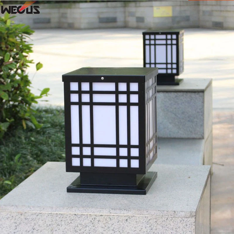 (WECUS) Wall pillar lamp, outdoor courtyard landscape rectangular wall lamp, door column lamp waterproof villa garden gate light