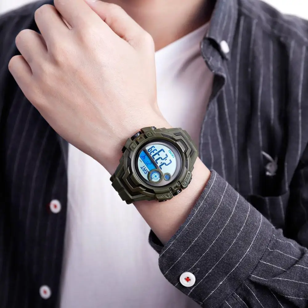 SKMEI спортивные часы Для мужчин цифровые часы 5bar Водонепроницаемый калорий неделю Дисплей многофункциональный цифровой часы erkek коль saati 1447