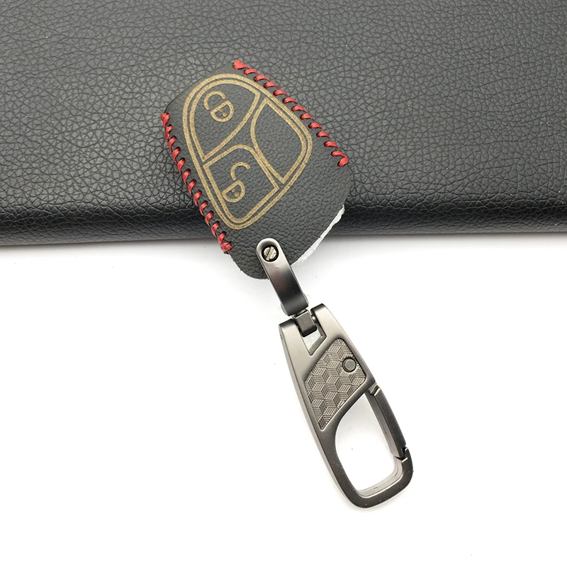 Автомобильный брелок 2 кнопки кожаный чехол для ключей для Mercedes Benz A класс W169 B C E S R C200E 260L GLK300 защитный чехол