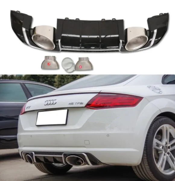 

JIOYNG ABS Car Rear Bumper Lip, Auto Car Rear Diffuser ,Car Outlet Exhaust Pipe Tips Muffler For Audi TT TTS 2015 2016 2017 2018