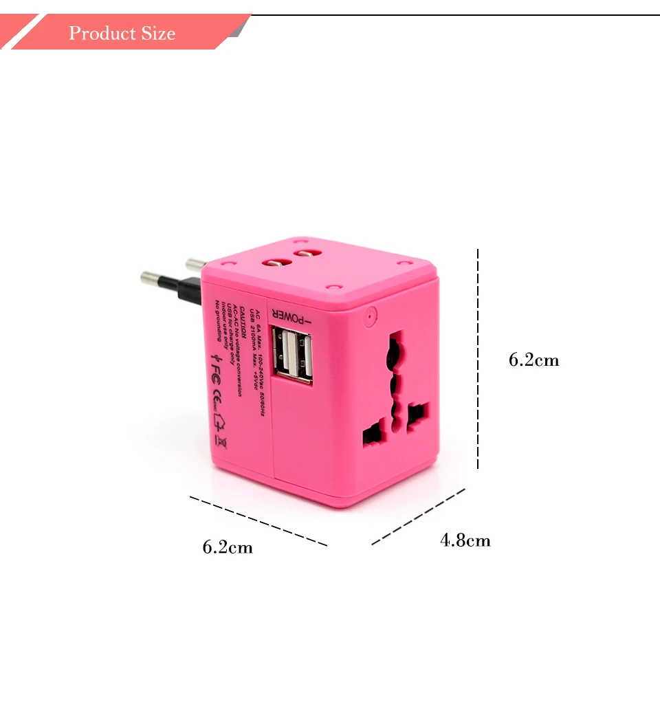 Pretty Electronic Universal Travel Adapter  Electric Plugs Sockets Converter USAUUKEUCN Dual USB Charging Electrical Power  (3)