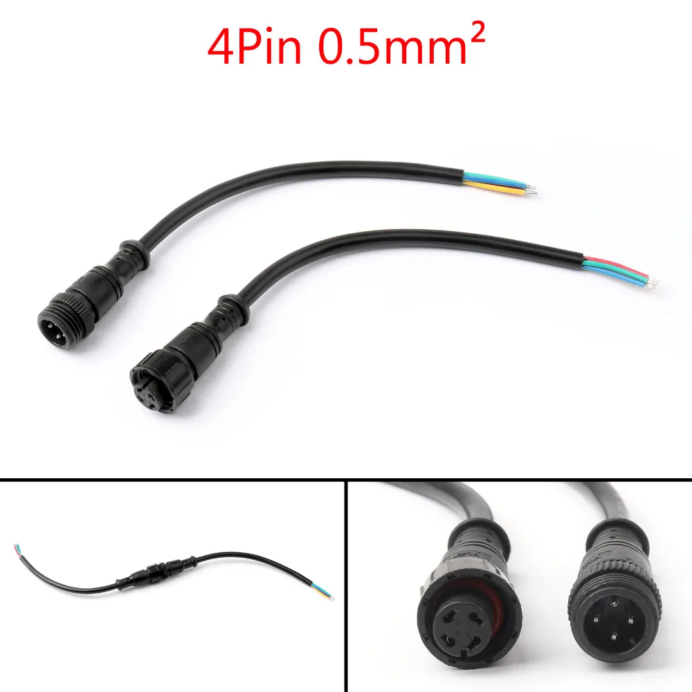 4Pin Waterproof IP67 LED Strips Wire Cable Connectors 20AWG